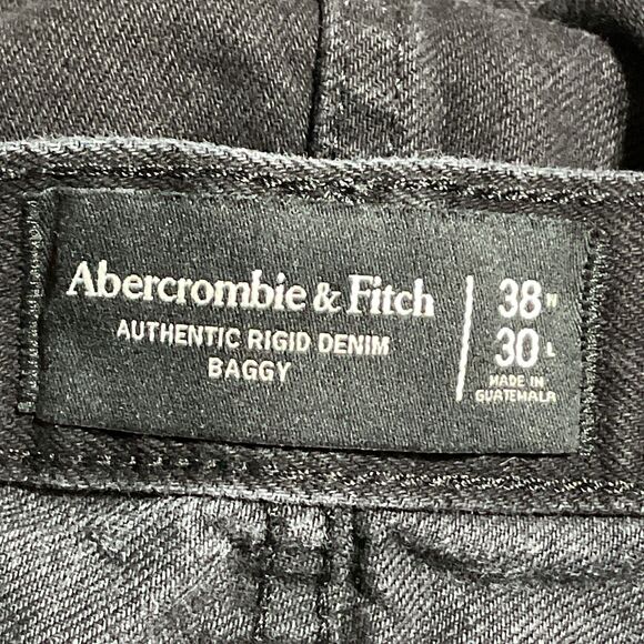 Abercrombie & Fitch Mens Black Baggy Jeans 38x30 Relaxed - Picture 7 of 10